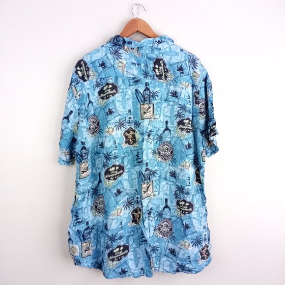 Margaritaville Hawaiian Button Down Shirt Size XXL Men's Blue Rayon - Picture 5 of 7